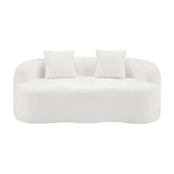 White Curved Minimalist Foam Spring Loveseat Sofa - Omega Lifestyles