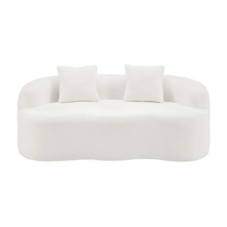 White Curved Minimalist Foam Spring Loveseat Sofa - Omega Lifestyles
