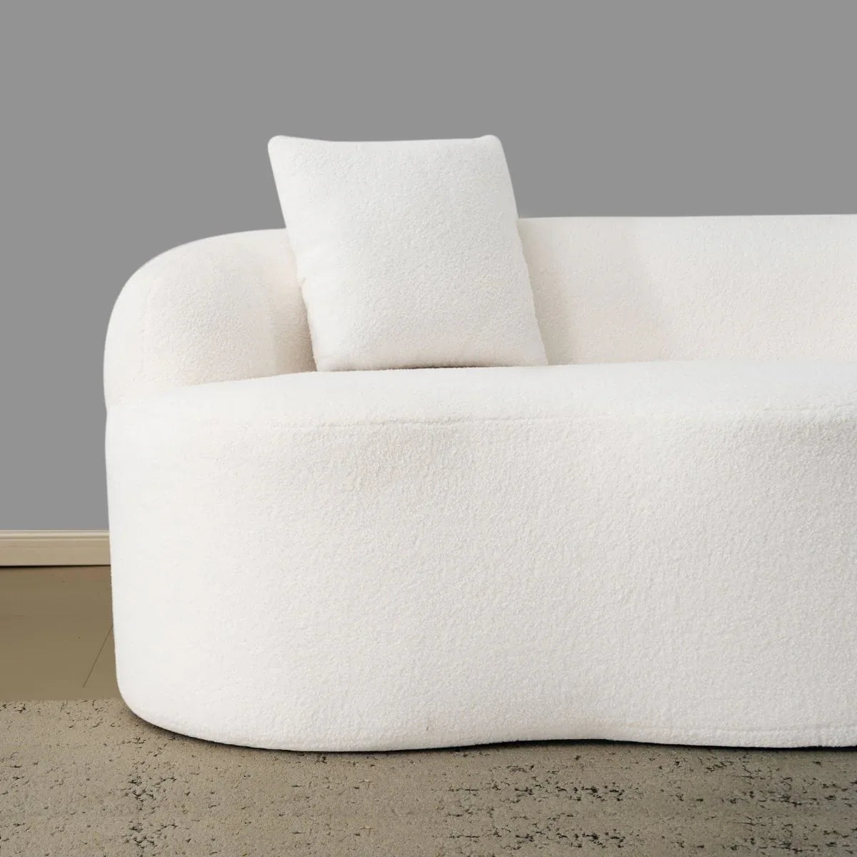 White Curved Minimalist Foam Spring Loveseat Sofa - Omega Lifestyles