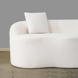 White Curved Minimalist Foam Spring Loveseat Sofa - Omega Lifestyles