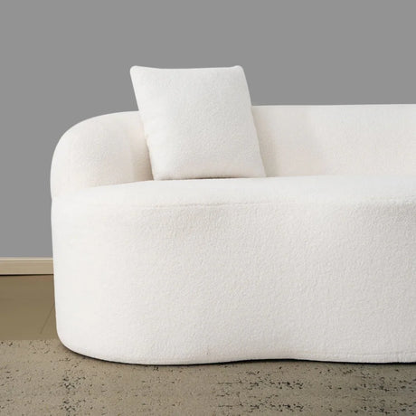 White Curved Minimalist Foam Spring Loveseat Sofa - Omega Lifestyles