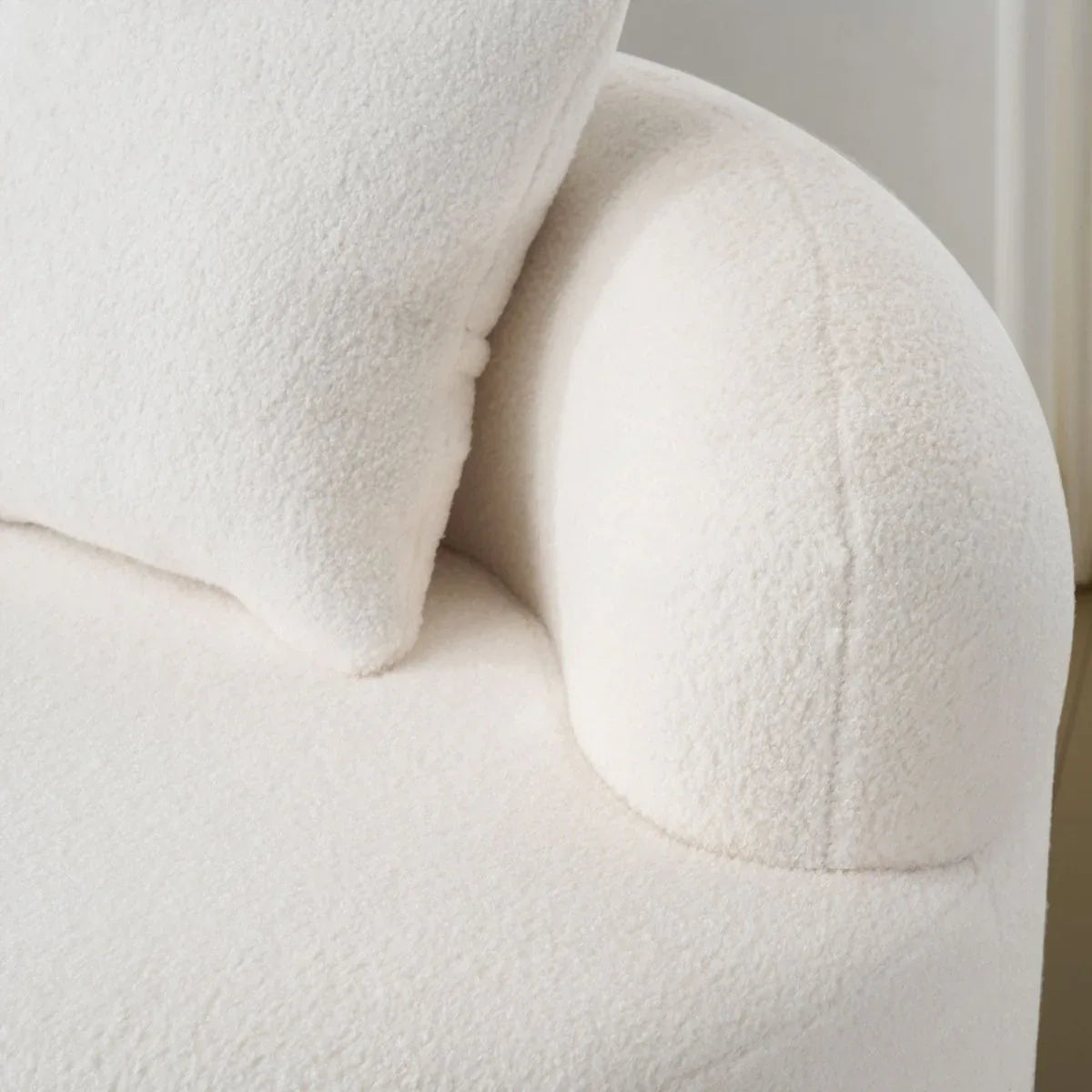 White Curved Minimalist Foam Spring Loveseat Sofa - Omega Lifestyles