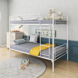 White Metal Twin - Over - Twin Bunk Bed Frame With Ladder - Driftwood - Omega Lifestyles