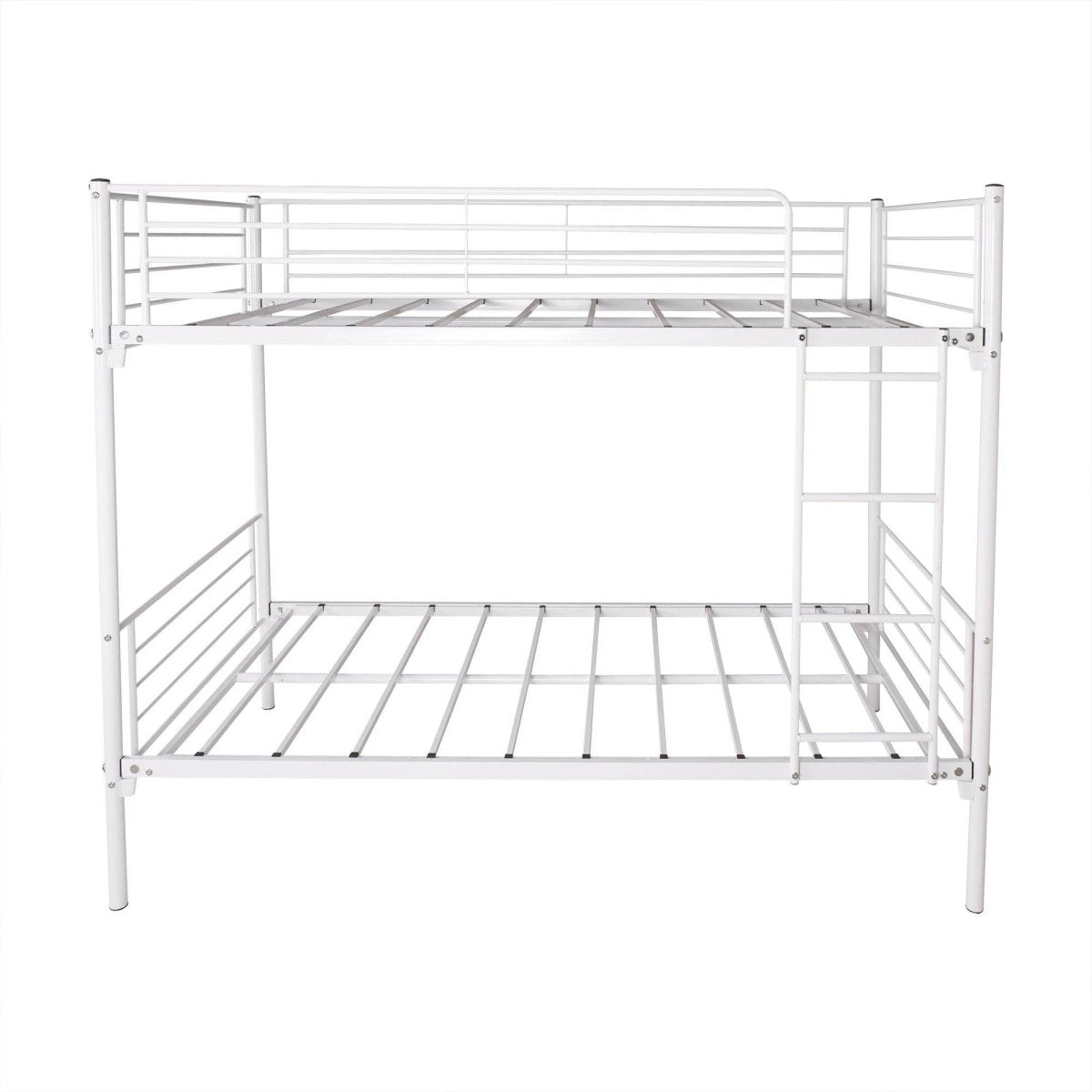 White Metal Twin - Over - Twin Bunk Bed Frame With Ladder - Driftwood - Omega Lifestyles