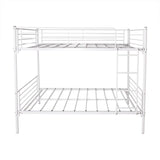 White Metal Twin - Over - Twin Bunk Bed Frame With Ladder - Driftwood - Omega Lifestyles