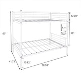 White Metal Twin - Over - Twin Bunk Bed Frame With Ladder - Driftwood - Omega Lifestyles