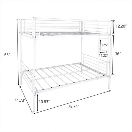 White Metal Twin - Over - Twin Bunk Bed Frame With Ladder - Driftwood - Omega Lifestyles