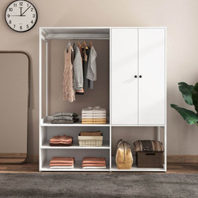 White Particle Board Armoire Wardrobe Closet With Shelves - Omega Lifestyles