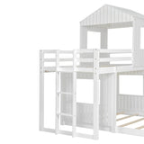White Twin - Over - Full Solid Wood Playhouse Bunk Bed - Driftwood - Omega Lifestyles