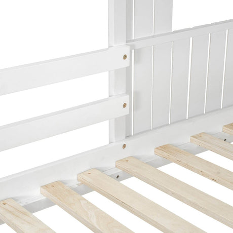 White Twin - Over - Full Solid Wood Playhouse Bunk Bed - Driftwood - Omega Lifestyles