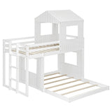 White Twin - Over - Full Solid Wood Playhouse Bunk Bed - Driftwood - Omega Lifestyles