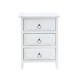 White Wood 3-Drawer Nightstand With Polished Nickel Hardware - Omega Lifestyles