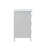 White Wood 3-Drawer Nightstand With Polished Nickel Hardware - Omega Lifestyles