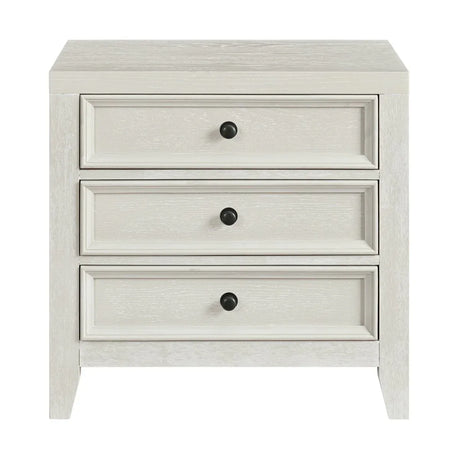 White Wood 3-Drawer Nightstand With USB Charging Station - Omega Lifestyles