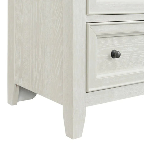 White Wood 3-Drawer Nightstand With USB Charging Station - Omega Lifestyles