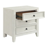 White Wood 3-Drawer Nightstand With USB Charging Station - Omega Lifestyles
