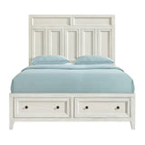 White Wood Classic Queen Storage Bed With Footboard Drawers - Omega Lifestyles