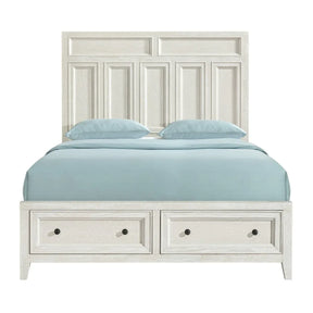 White Wood Classic Queen Storage Bed With Footboard Drawers - Omega Lifestyles