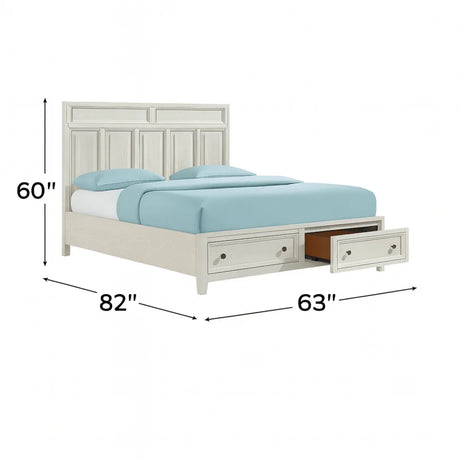 White Wood Classic Queen Storage Bed With Footboard Drawers - Omega Lifestyles