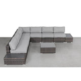 Wicker Outdoor 6 - Person Sectional Seating Group With Cushions - Driftwood - Omega Lifestyles