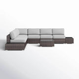 Wicker Outdoor 6 - Person Sectional Seating Group With Cushions - Driftwood - Omega Lifestyles
