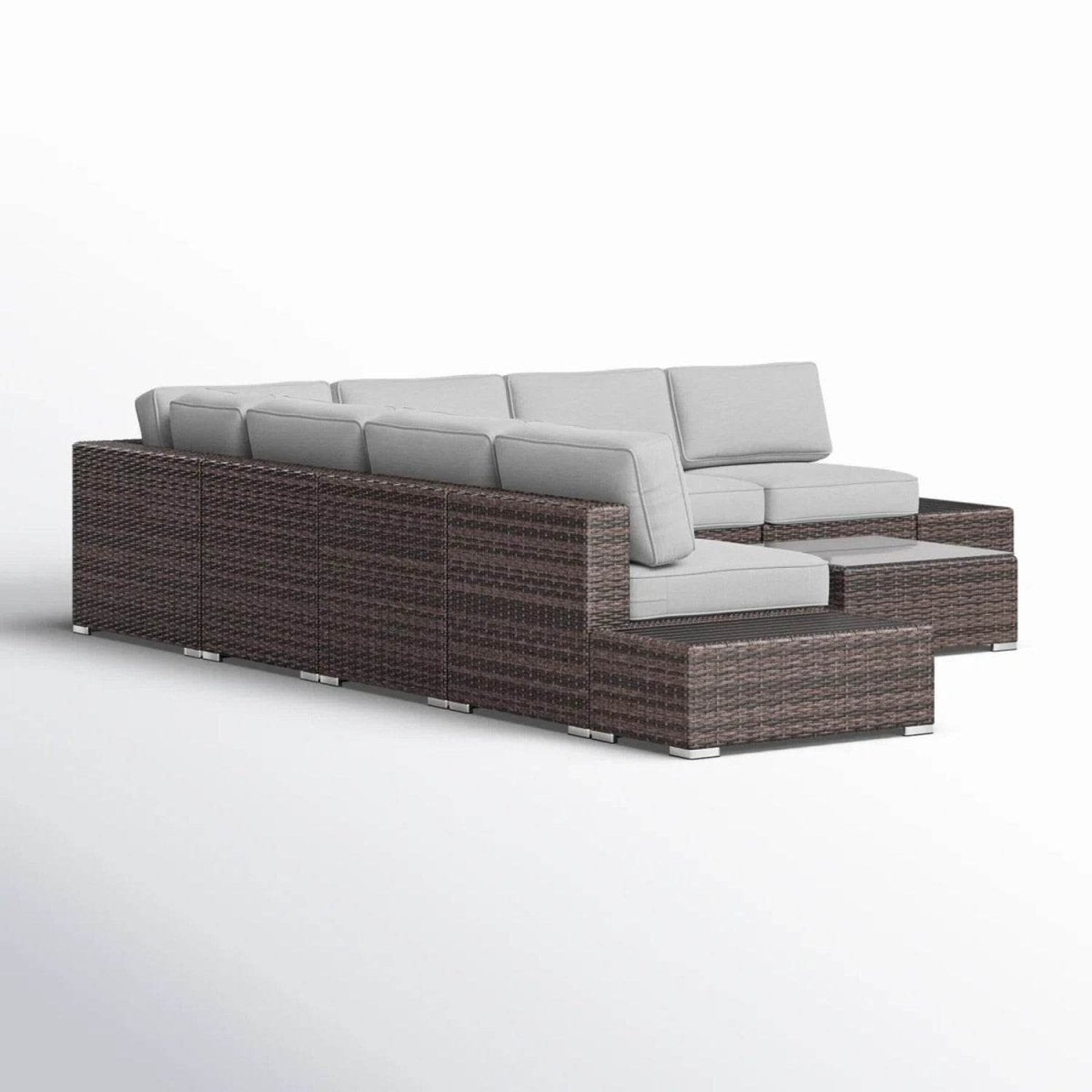 Wicker Outdoor 6 - Person Sectional Seating Group With Cushions - Driftwood - Omega Lifestyles