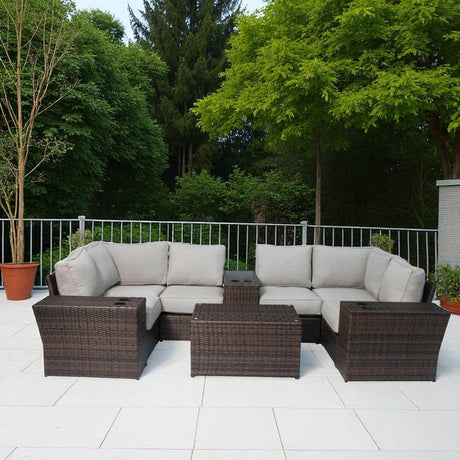 Winsford Weather - Resistant Outdoor Wicker Sectional Seating Group - Driftwood - Omega Lifestyles