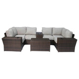 Winsford Weather - Resistant Outdoor Wicker Sectional Seating Group - Driftwood - Omega Lifestyles