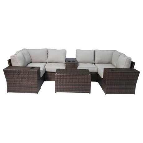 Winsford Weather - Resistant Outdoor Wicker Sectional Seating Group - Driftwood - Omega Lifestyles