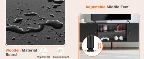 Wooden Fireplace TV Stand with Adjustable Shelf and Storage - Omega Lifestyles