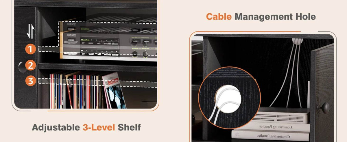 Wooden Fireplace TV Stand with Adjustable Shelf and Storage - Omega Lifestyles