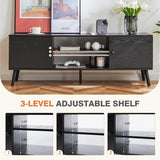 Wooden Fireplace TV Stand with Adjustable Shelf and Storage - Omega Lifestyles
