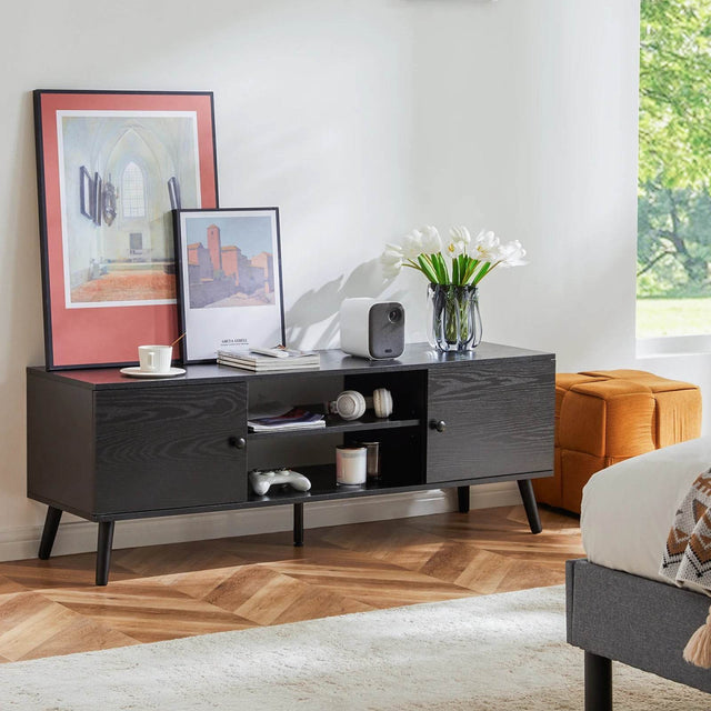 Wooden Fireplace TV Stand with Adjustable Shelf and Storage - Omega Lifestyles