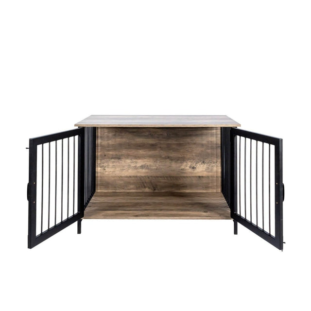 Wooden Indoor Dog Crate Furniture With Two Doors - Omega Lifestyles