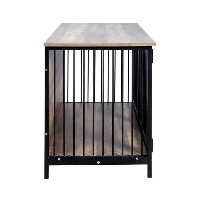 Wooden Indoor Dog Crate Furniture With Two Doors - Omega Lifestyles