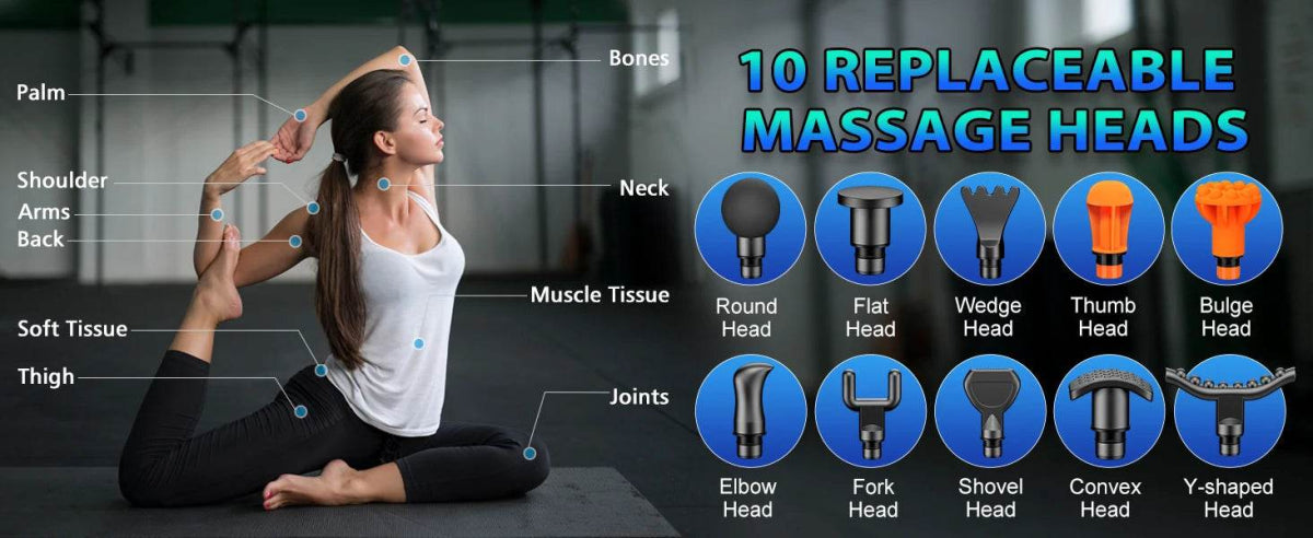 Deep Tissue Percussion Massage Gun with 10 Heads - Omega Lifestyles