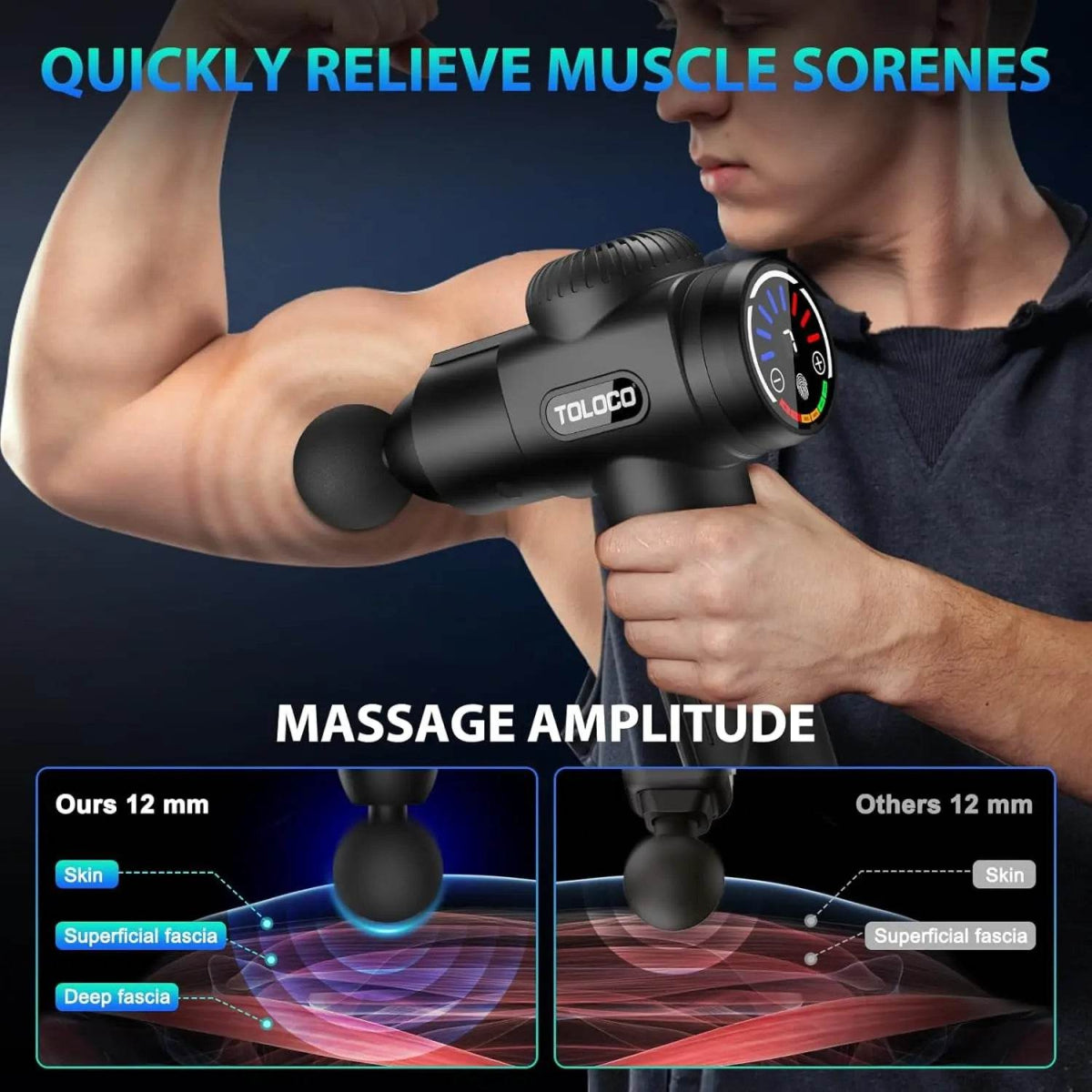 Deep Tissue Percussion Massage Gun with 10 Heads - Omega Lifestyles