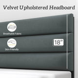 Modern Velvet Upholstered Metal Bed Frame With Headboard - Omega Lifestyles