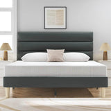 Modern Velvet Upholstered Metal Bed Frame With Headboard - Omega Lifestyles