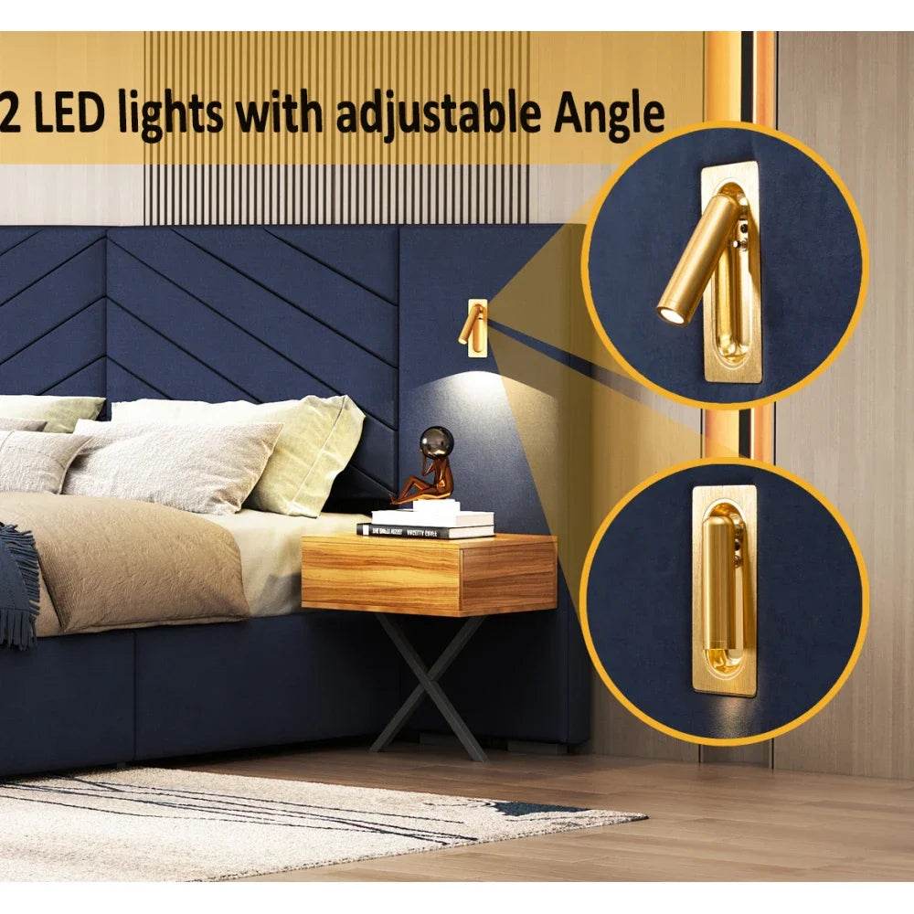 Velvet Upholstered Platform Bed With Wingback Headboard - Omega Lifestyles