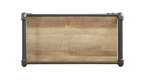 Industrial Gray Oak 3-Tier Metal Bookshelf Storage Unit - Omega Lifestyles