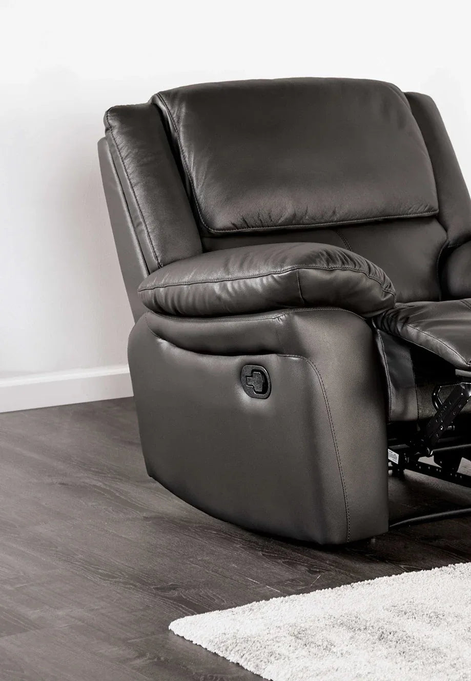 Transitional Black Leather Match Manual Recliner Chair - Omega Lifestyles