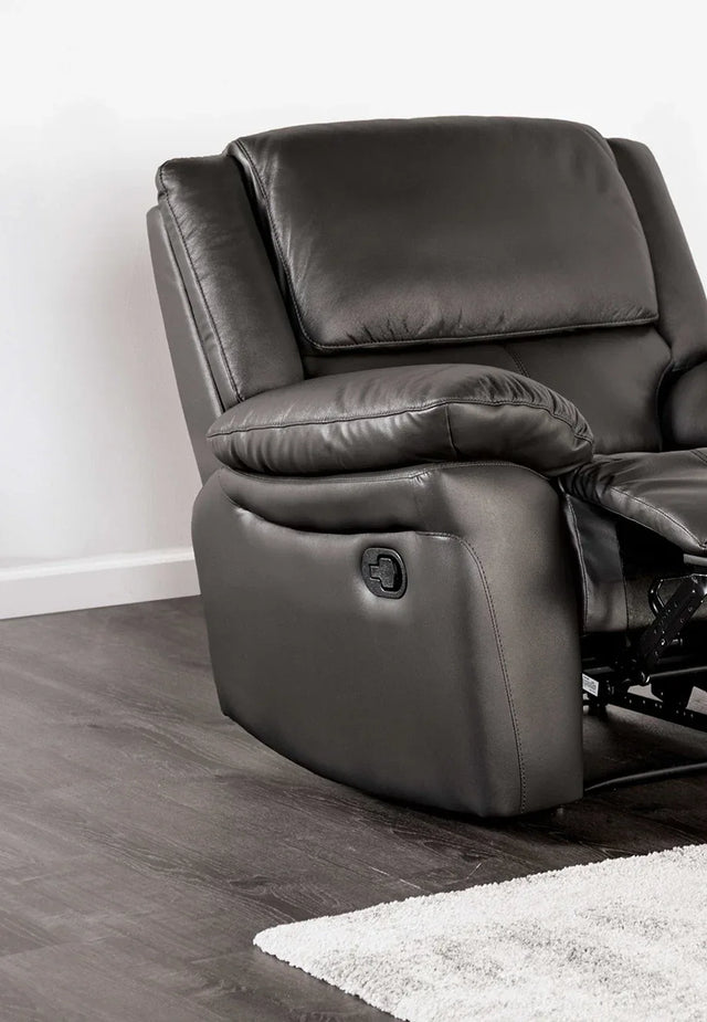Transitional Black Leather Match Manual Recliner Chair - Omega Lifestyles