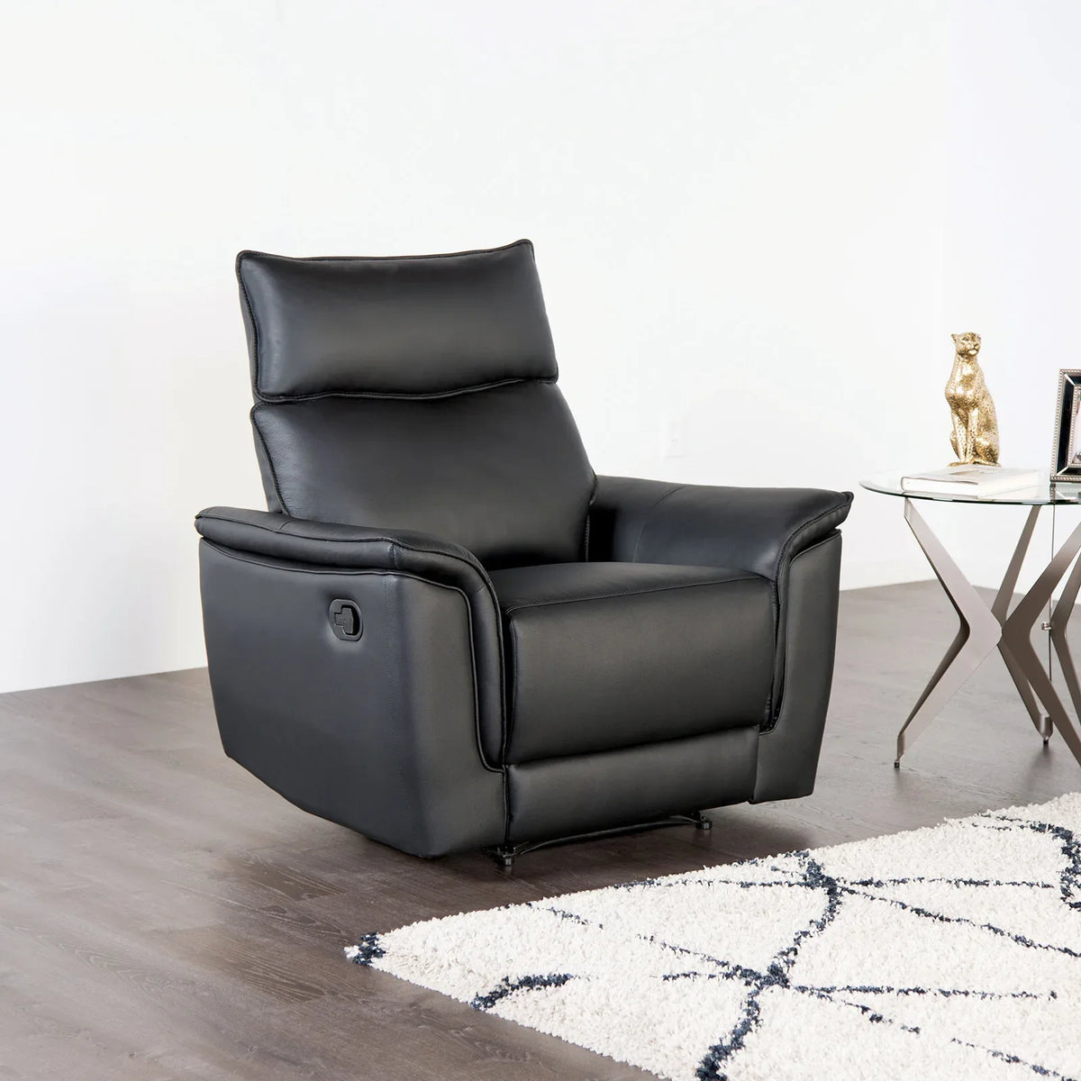Transitional Black Leather Match Recliner Chair - Omega Lifestyles