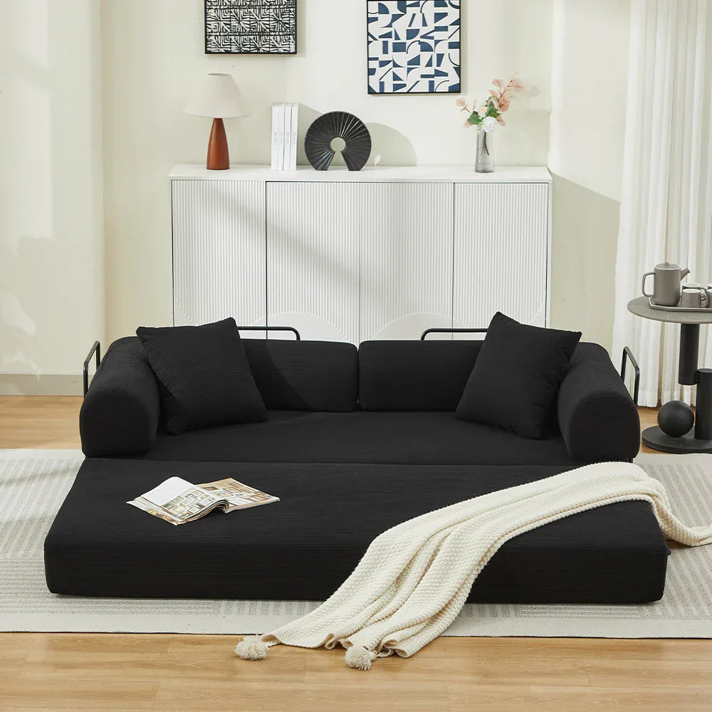 Corduroy Folding Sofa Bed With Foam Spring Mattress - Omega Lifestyles
