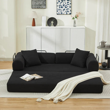 Corduroy Folding Sofa Bed With Foam Spring Mattress - Omega Lifestyles