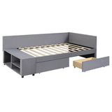 Twin Velvet Upholstered Platform Bed With Storage Drawers - Omega Lifestyles