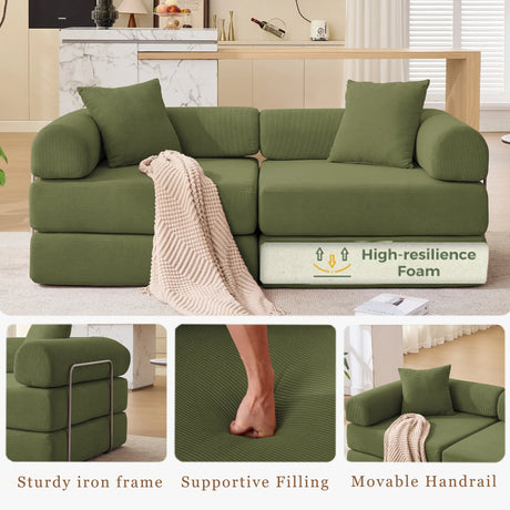 Modular Folding Corduroy Convertible Sofa Bed - Omega Lifestyles