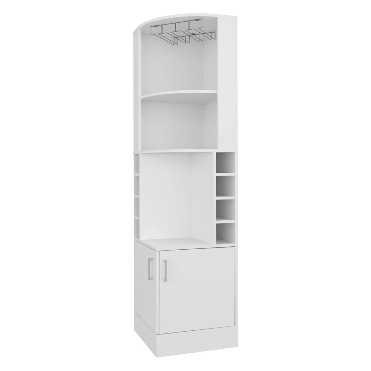 Modern White Corner Bar Cabinet With Wine Storage Rack - Omega Lifestyles