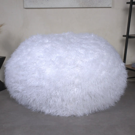 Cozy Rounded Faux Fur Foam Filled Bean Bag Chair - Omega Lifestyles